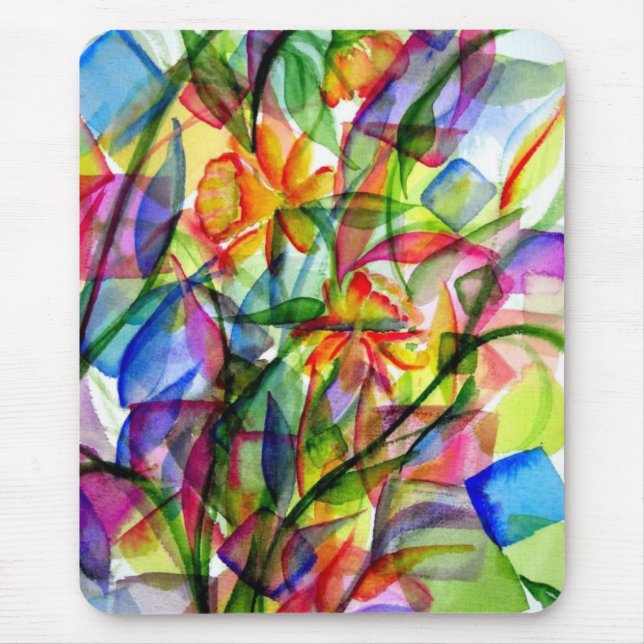 Mousepad Pinte o tapete do rato das flores do Splatter (Frente)