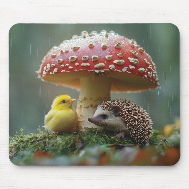 Mousepad Pintinho bonito e porco escondido debaixo de um ba (Frente)