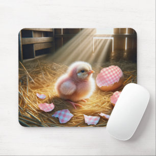 Mousepad Pintinho Rosa Com Gingham Eggshell