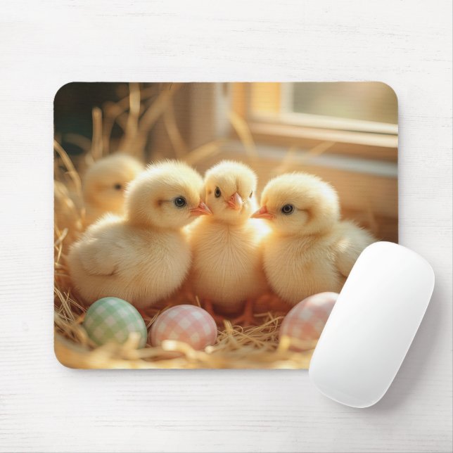 Mousepad Pintinhos De Bebês Com Ovos De Gingham (Com mouse)
