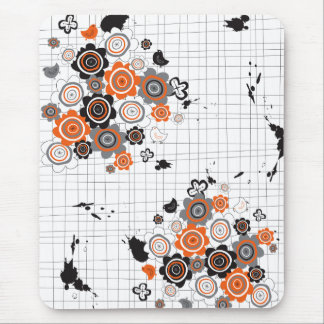 Mousepad Pintinhos de Flores Laranja Grunge Tintas Escadas