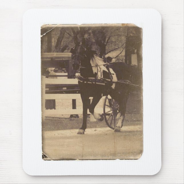 Mousepad Pinto Amish Horse Faux Vintage (Frente)
