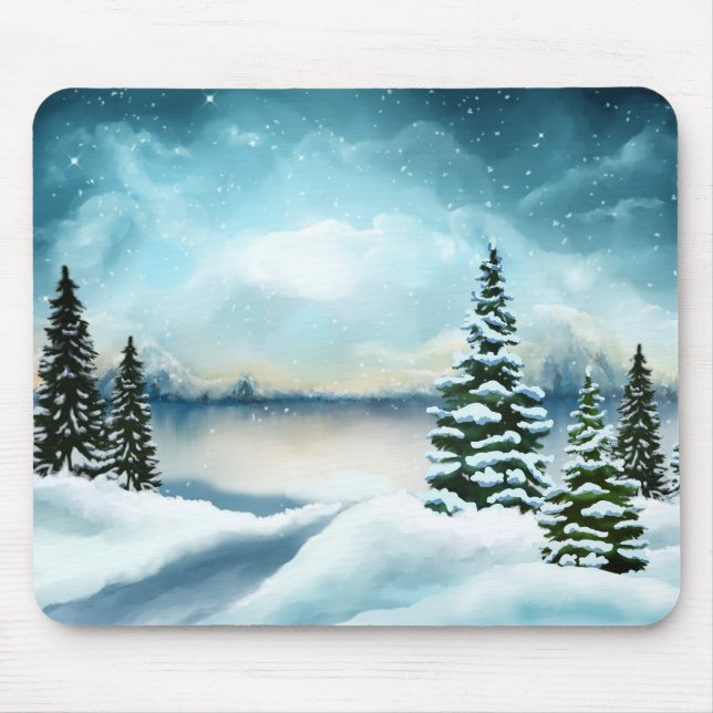Mousepad Pintor Cênico Winter Wonderland Watercolor (Frente)