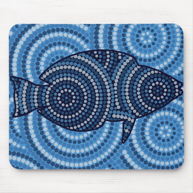 Mousepad Pintor de ponto de peixe aborígene (Frente)