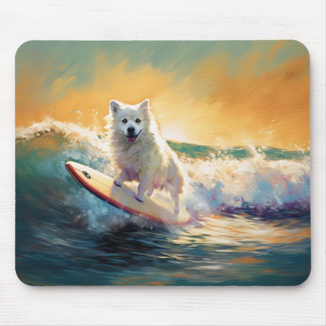 Mousepad Pintor de Surfe em Praia do Esquimó Americano (Frente)