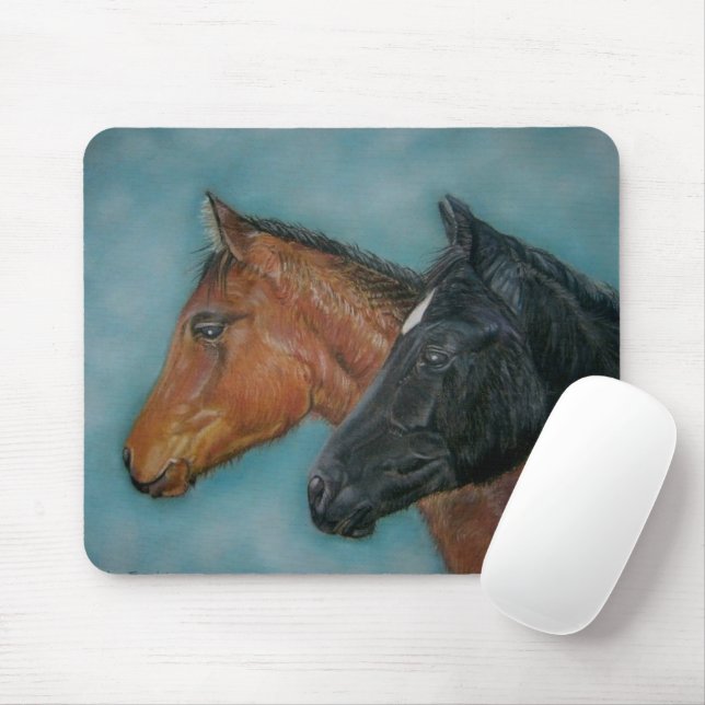 Mousepad pintura a cavalo de foca negra castanha castanha (Com mouse)