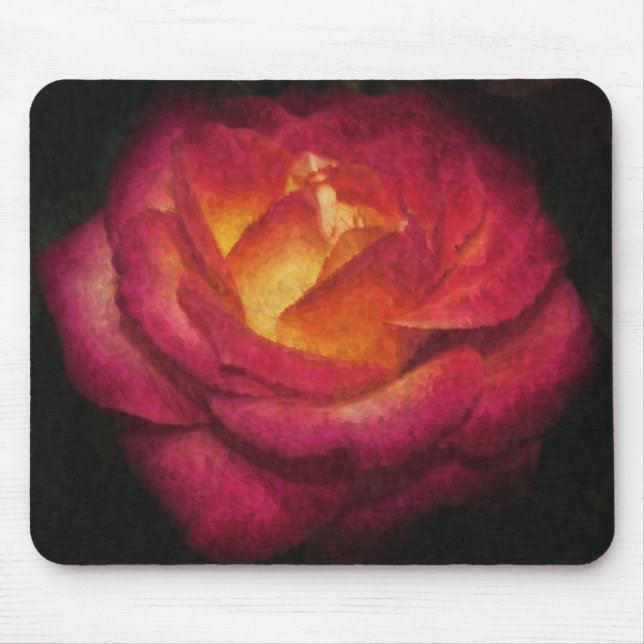 Mousepad Pintura a óleo com Rosa de chamas (Frente)