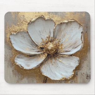 Mousepad Pintura a Óleo Flor de Ouro Branco