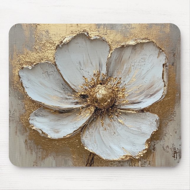 Mousepad Pintura a Óleo Flor de Ouro Branco  (Frente)