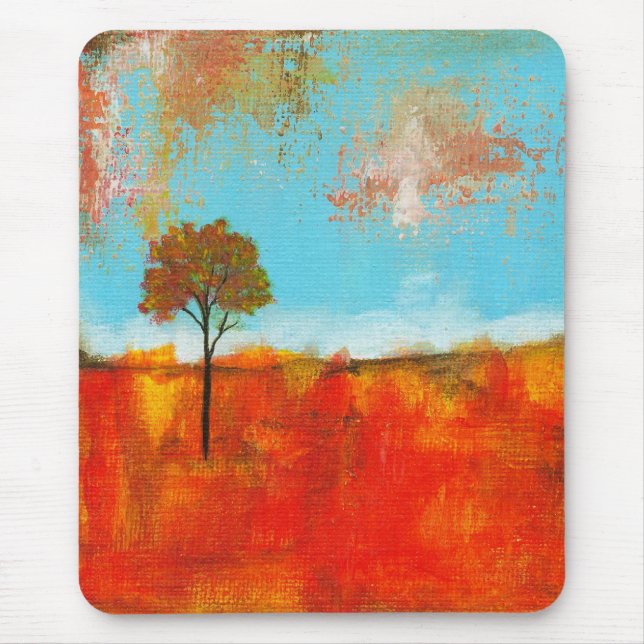 Mousepad Pintura abstrata da arte da árvore da paisagem do (Frente)