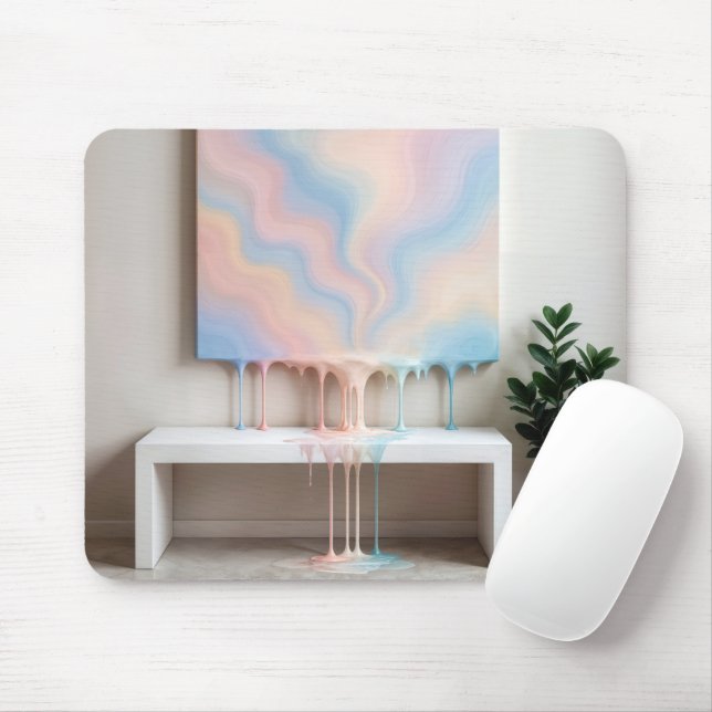 Mousepad Pintura Abstrata Pingando em um Banco Branco (Com mouse)