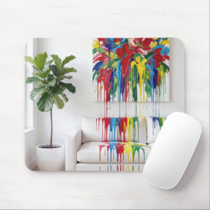 Mousepad Pintura Abstrata Tinta Molhada Pingando no Sofá Br