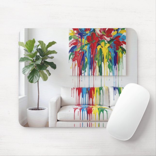 Mousepad Pintura Abstrata Tinta Molhada Pingando no Sofá Br (Com mouse)