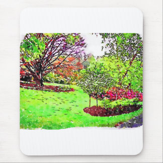 Mousepad Pintura aquosa de um jardim de primavera
