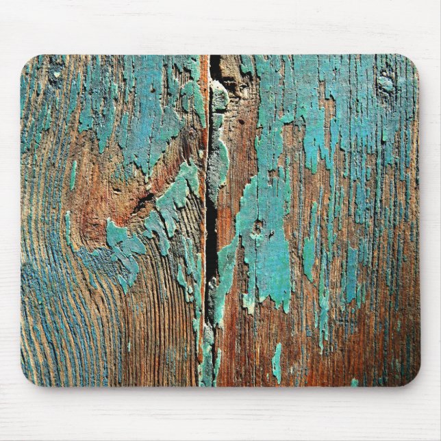 Mousepad Pintura azul velha na madeira (Frente)
