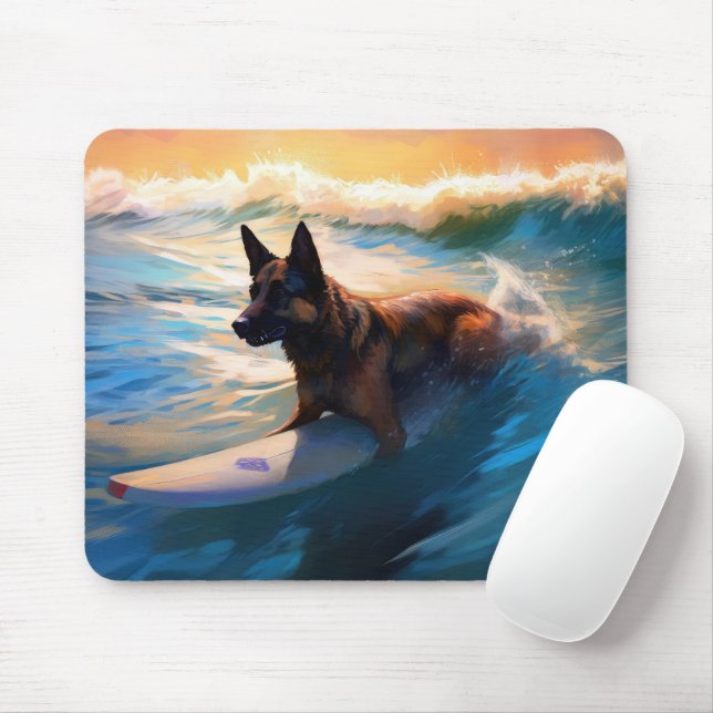 Mousepad Pintura Belga de Surfe em Praia (Com mouse)