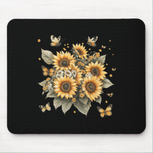 Mousepad Pintura Botânica Do Buquê De Girassol