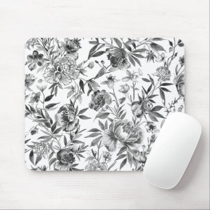 Mousepad Pintura Botânica Floral em Aquarela Chinesa