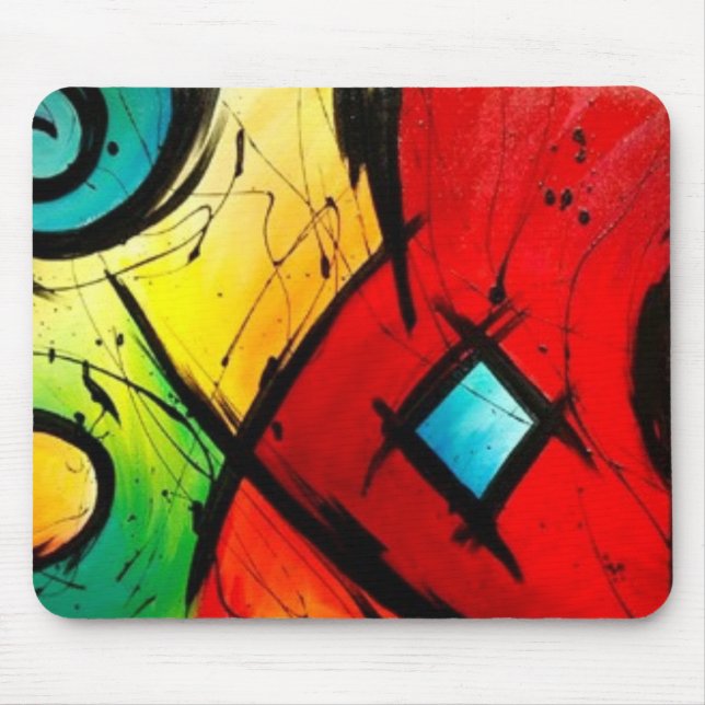 Mousepad Pintura brilhante Funky da arte abstracta (Frente)