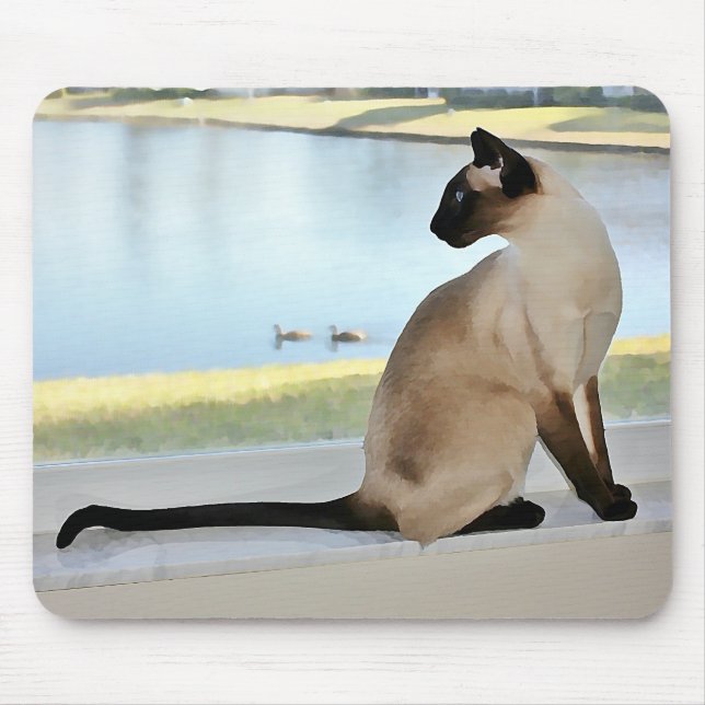 Mousepad Pintura calma do gato Siamese (Frente)
