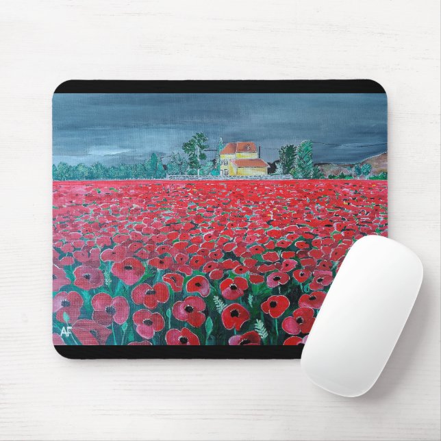 Mousepad Pintura Campo de Amapolas de Alfred Fox (Com mouse)