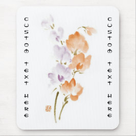 Mousepad Pintura clássica oriental chinesa de flor com tint