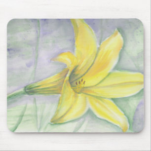 Mousepad Pintura com lírio amarelo no acrílico
