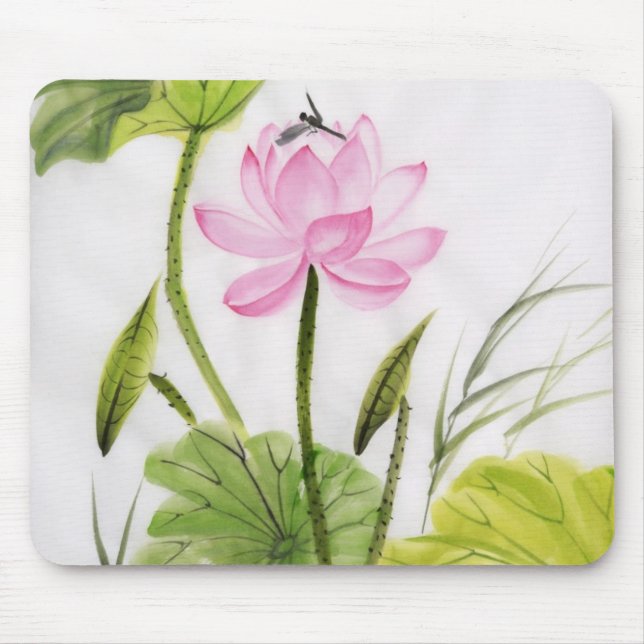 Mousepad Pintura da aguarela da flor de Lotus 2 (Frente)