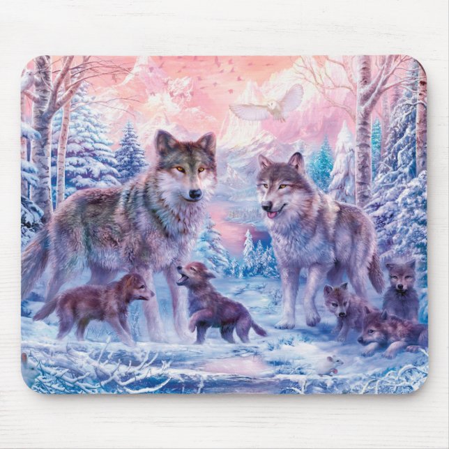 Mousepad Pintura Da Família De Lobos (Frente)