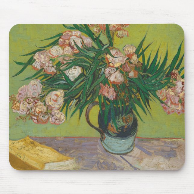 Mousepad Pintura da flor de oleandro de Vincent Van Gogh (Frente)