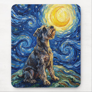 Mousepad Pintura da Noite Estrelada com Schnauzer