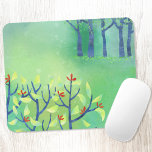 Mousepad Pintura da Paisagem Verde Moderna de abril<br><div class="desc">Pintura de dois pássaros negros em um campo verde em primavera. Uma seiva entra em folha e se espalha com flores,  e ao fundo estão algumas árvores na borda da floresta.</div>