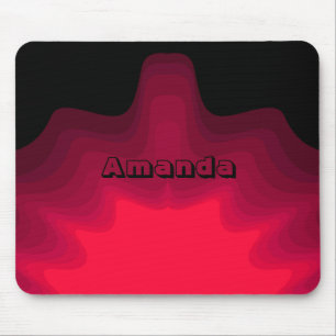 Mousepad Pintura de abstrato de ondas negras e vermelhas