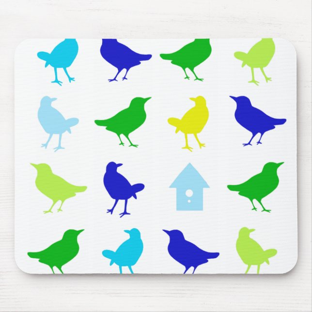 Mousepad Pintura de aves coloridas por Chariklia Zarris (Frente)