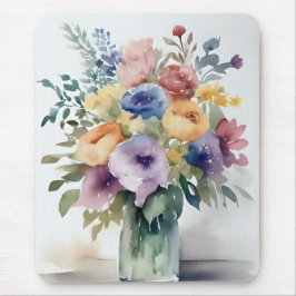 Mousepad Pintura de Buquê Floral em Aquarela