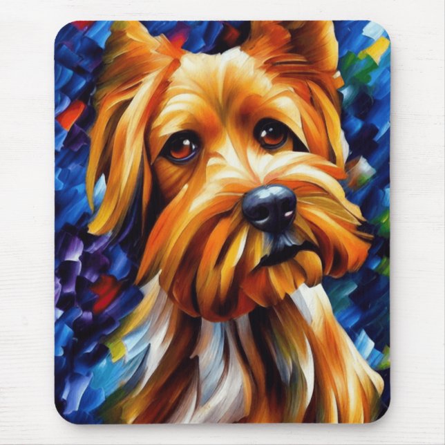 Mousepad Pintura de Cachorro de Terrier Yorkshire (Frente)