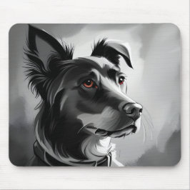 Mousepad Pintura de Cachorro Negro e Prateado