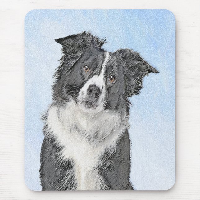 Mousepad Pintura de Collie de Borda - Arte de Cachorro Orig (Frente)