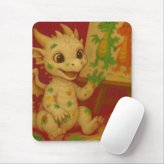 Mousepad pintura de dedo do dragão branco-grande-gordo