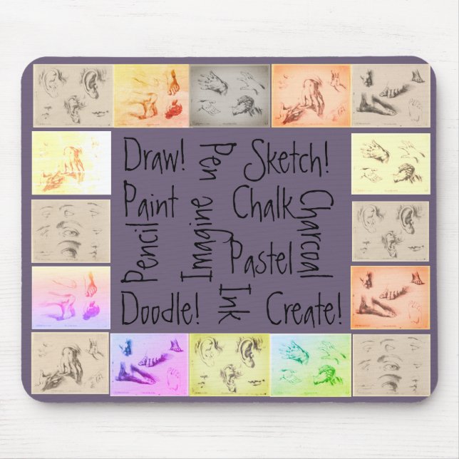 Mousepad Pintura de desenho do Desenhar de desenho antigo (Frente)