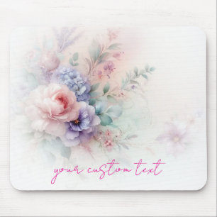 Mousepad Pintura de Flores em Aquarela Moderna e Elegante T