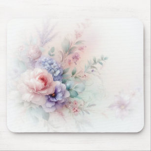 Mousepad Pintura de Flores em Aquarela Moderna Tendência