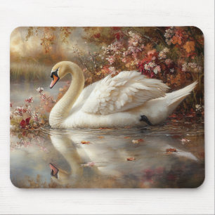 Mousepad Pintura de Folhagem de Swan Pastel Autumn