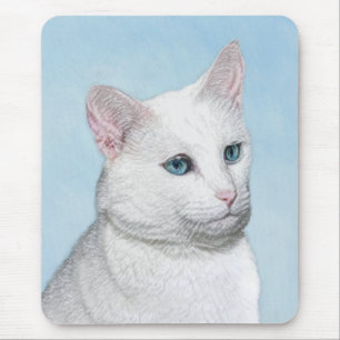 Mousepad Pintura de Gatos Brancos - Arte de Gato Original B