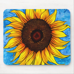 Mousepad Pintura de girassol abstrato