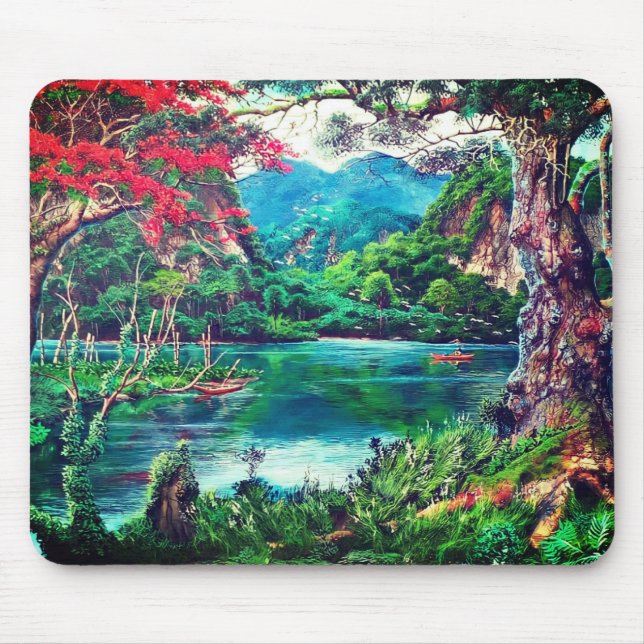Mousepad Pintura de Lago Vintage (Frente)