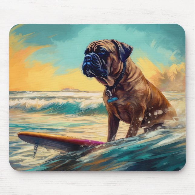 Mousepad Pintura de Navegação em Praia Bullmastiff (Frente)