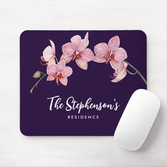 Mousepad Pintura de Orquídeas Rosa-Mola com Aquarela (Com mouse)