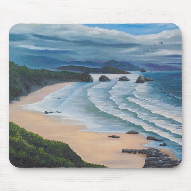 Mousepad Pintura de paisagem marinha em Cannon Beach (Frente)