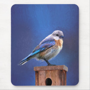 Mousepad Pintura de pássaro-azul (feminina) - Arte de pássa